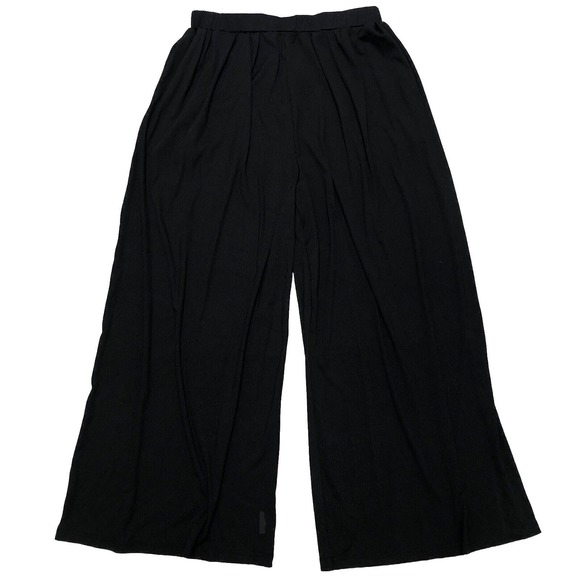 Cider Pants Women's 0XL 16/18/20 Black Wide Leg High Rise Ribbed Stretch Boho - Picture 1 of 9